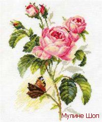 Набор для вышивания "Роза и бабочка"