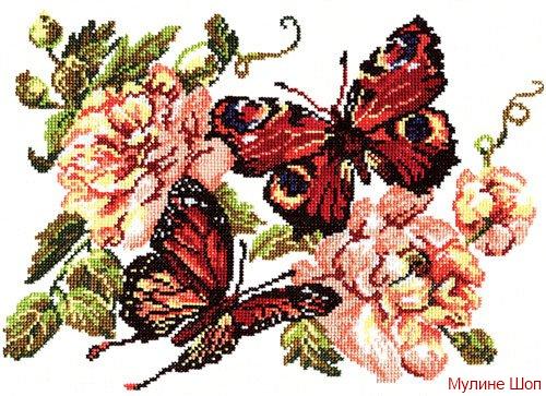 Набор для вышивания "Пионы и бабочки"