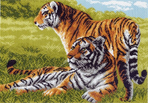 Канва с рисунком "Бенгальские тигры"