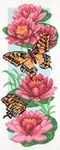 Канва с рисунком "Бабочки и нимфеи"