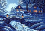 Канва с рисунком "Зимний вечер"