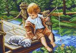 Канва с рисунком "С другом на рыбалке"