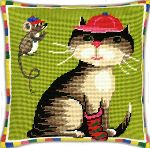 Набор для вышивания Подушка "Кот и мышка"