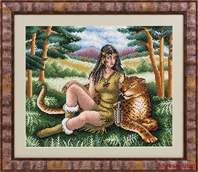 Набор для вышивания "Девушка с леопардом"
