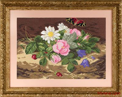 Набор для вышивания "Букет цветов с бабочкой"
