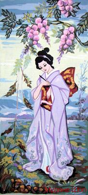 Канва с рисунком "Японка"