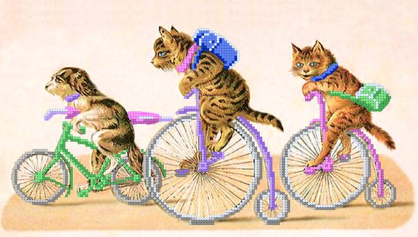 Ткань с рисунком "Велосипедисты"