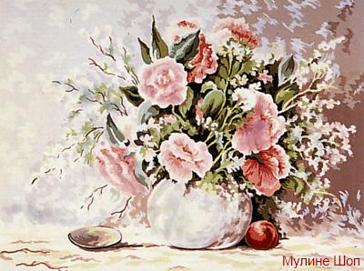 Канва с рисунком "Нежные розы"