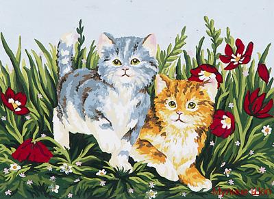 Канва с рисунком "Веселые котята"