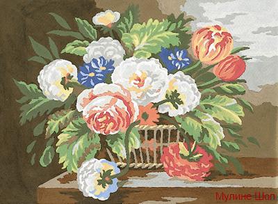 Канва с рисунком "Весенние цветы"