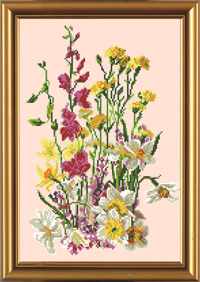 Ткань с рисунком "Полевые цветы"