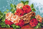 Канва с рисунком "Розы в корзине"