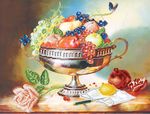 Ткань с рисунком "Ваза с фруктами"