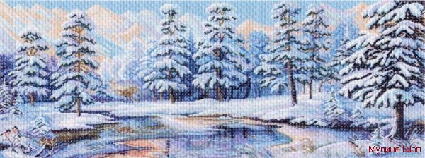 Канва с рисунком "Зимний лес"