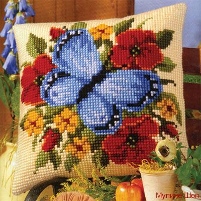 Набор для вышивания Подушка "Голубая бабочка"
