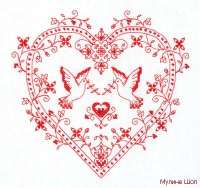 Набор для вышивания "Сердце с голубями"