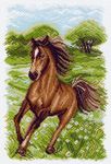 Канва с рисунком "Пейзаж с лошадью"