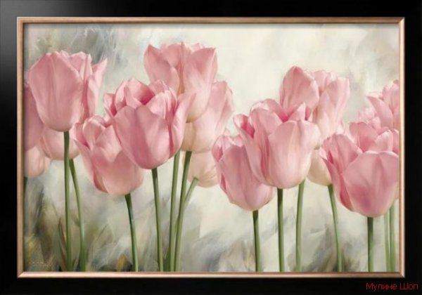 Ткань с рисунком "Акварельные тюльпаны"