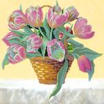 Ткань с рисунком "Корзина тюльпанов"