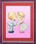 Ткань с рисунком "Первый поцелуй малышей"