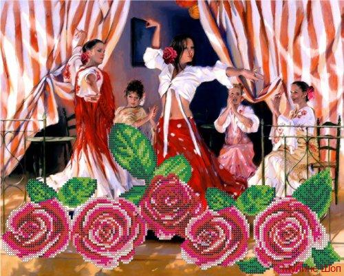 Ткань с рисунком "Танец роз"