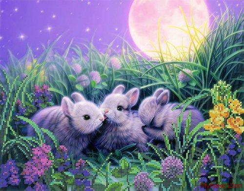 Ткань с рисунком "Крольчата"