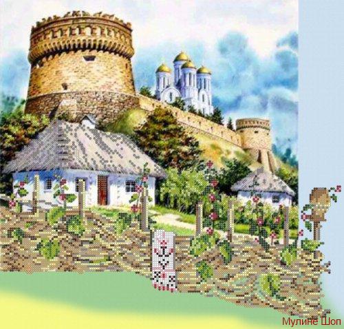 Ткань с рисунком "Крепость Украины"