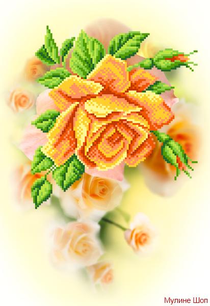 Ткань с рисунком "Чайная роза"