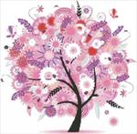 Алмазная мозаика "Дерево в розовых цветах"