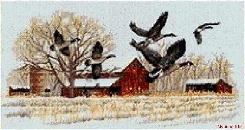 Алмазная мозаика "Перелетные утки"