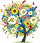 Алмазная мозаика "Дерево в цветах"