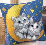 Набор для вышивания Подушка "Котята на луне"
