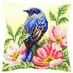 Набор для вышивания Подушка "Синяя птица в цветах"