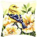 Набор для вышивания Подушка "Жёлтая птица в цветах"
