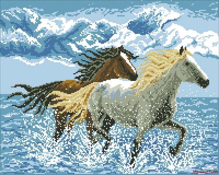 Алмазная мозаика "Лошади"