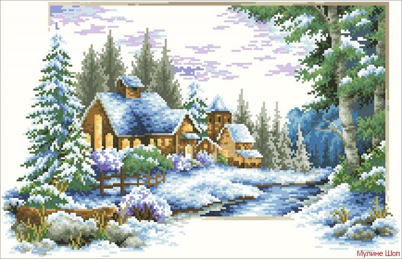 Алмазная мозаика "Зимний пейзаж"