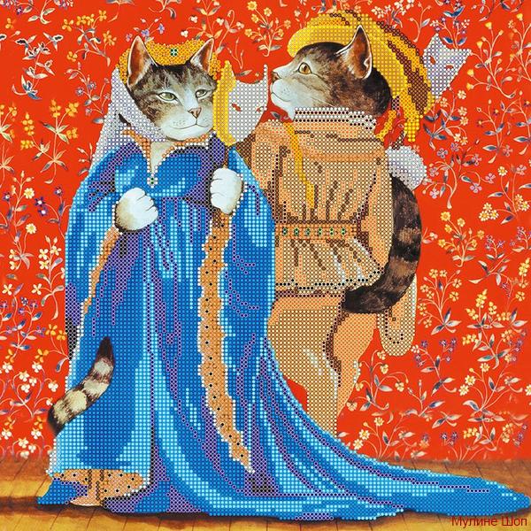 Ткань с рисунком "Коты на маскараде"