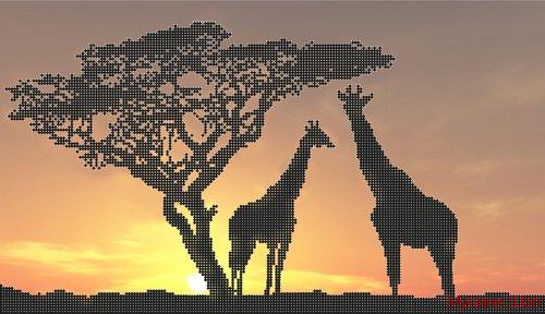 Ткань с рисунком "Ночная саванна Жирафы"