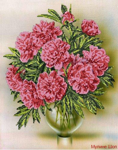 Ткань с рисунком "Розовые пионы"