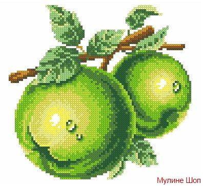 Алмазная мозаика "Зеленые яблоки"