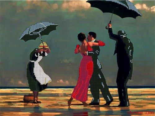 Ткань с рисунком "Танго под дождем"