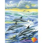 Алмазная мозаика "Семья дельфинов"