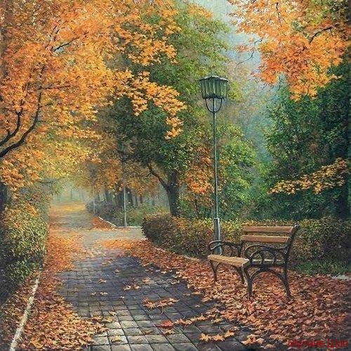 Алмазная мозаика "Осенью в парке"