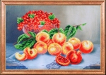 Ткань с рисунком "Персики со смородиной"