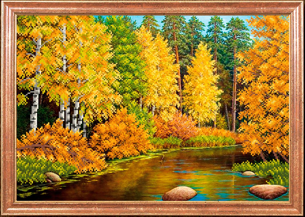 Ткань с рисунком "Осенняя река"