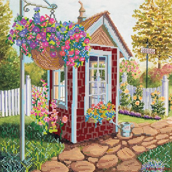 Ткань с рисунком "Уютный садик"