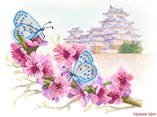 Ткань с рисунком "Восточная весна"