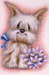 Алмазная мозаика "Пес с цветами"