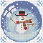 Алмазная мозаика "Новогодний шарик снеговиком"