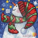 Алмазная мозаика "Новогодний снеговик"